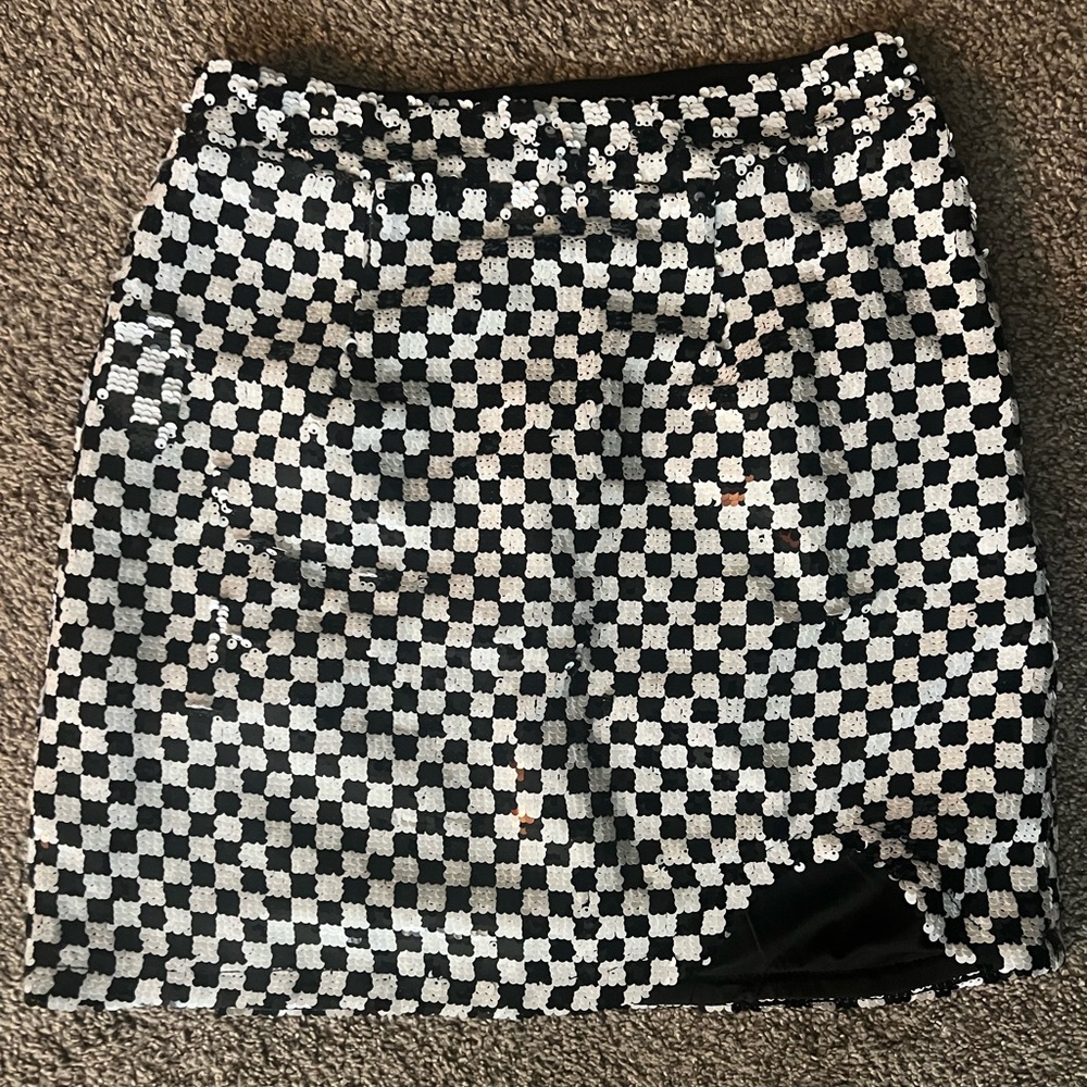 Nasty Gal sequin checkered skirt
